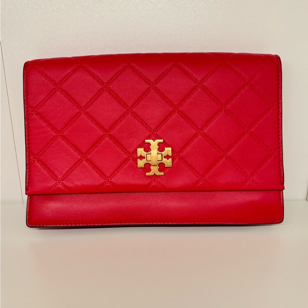 Tory Burch Red Quilted Crossbody Clutch